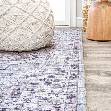 Didim Boho Gray Medallion Washable Area Rug